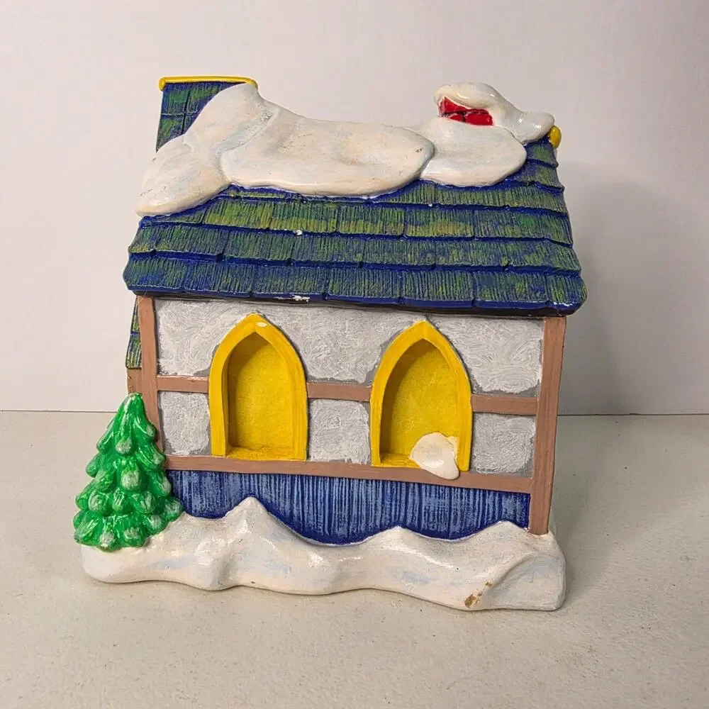 Vintage Hand Painted Ceramic Christmas Church Holiday Village Decor